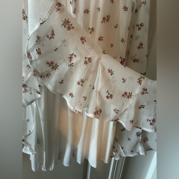 TRIXXI White Floral Longsleeve Mini Dress L - Picture 6 of 7